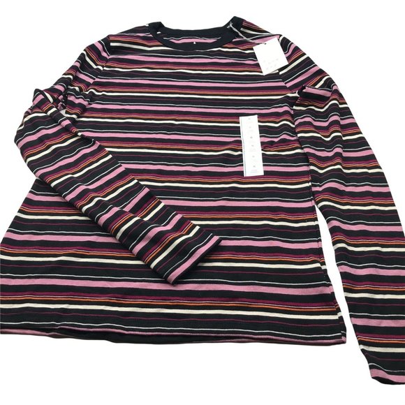 A New Day Women's Long Sleeve Tee Medium Purple Striped New - Picture 1 of 14